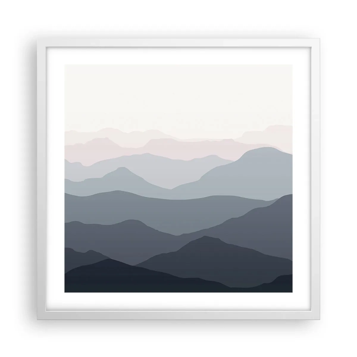 Poster în ramă albă - Valuri de munți - 50x50 cm
