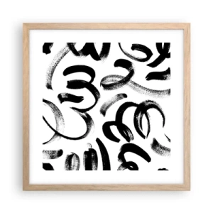 Poster în ramă de stejar deschis - Negru pe alb - 40x40 cm
