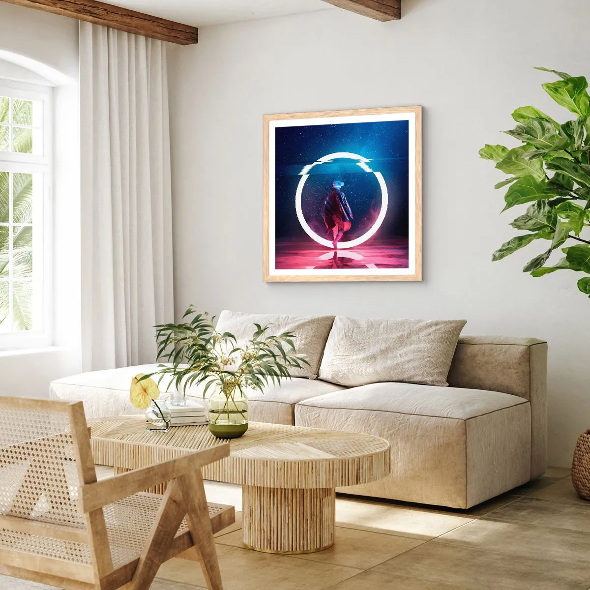 Poster în ramă de stejar deschis - Între lumi - 50x50 cm