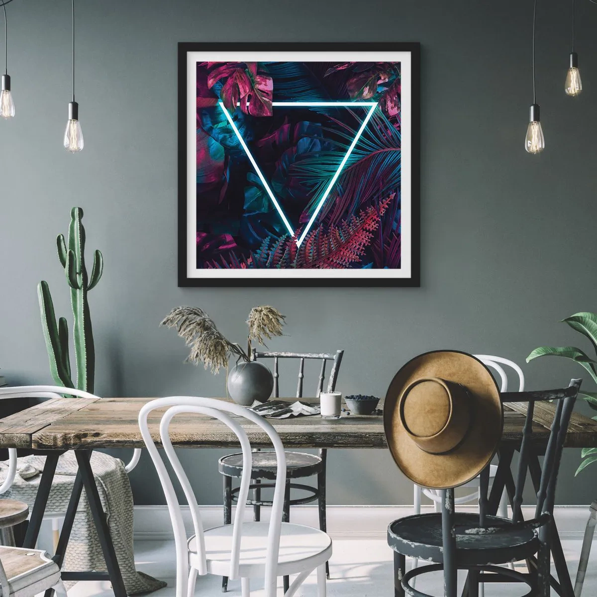 Poster în ramă neagră - Grădină în stil disco - 40x40 cm