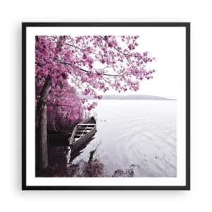 Poster în ramă neagră - În tăcerea roz - 60x60 cm