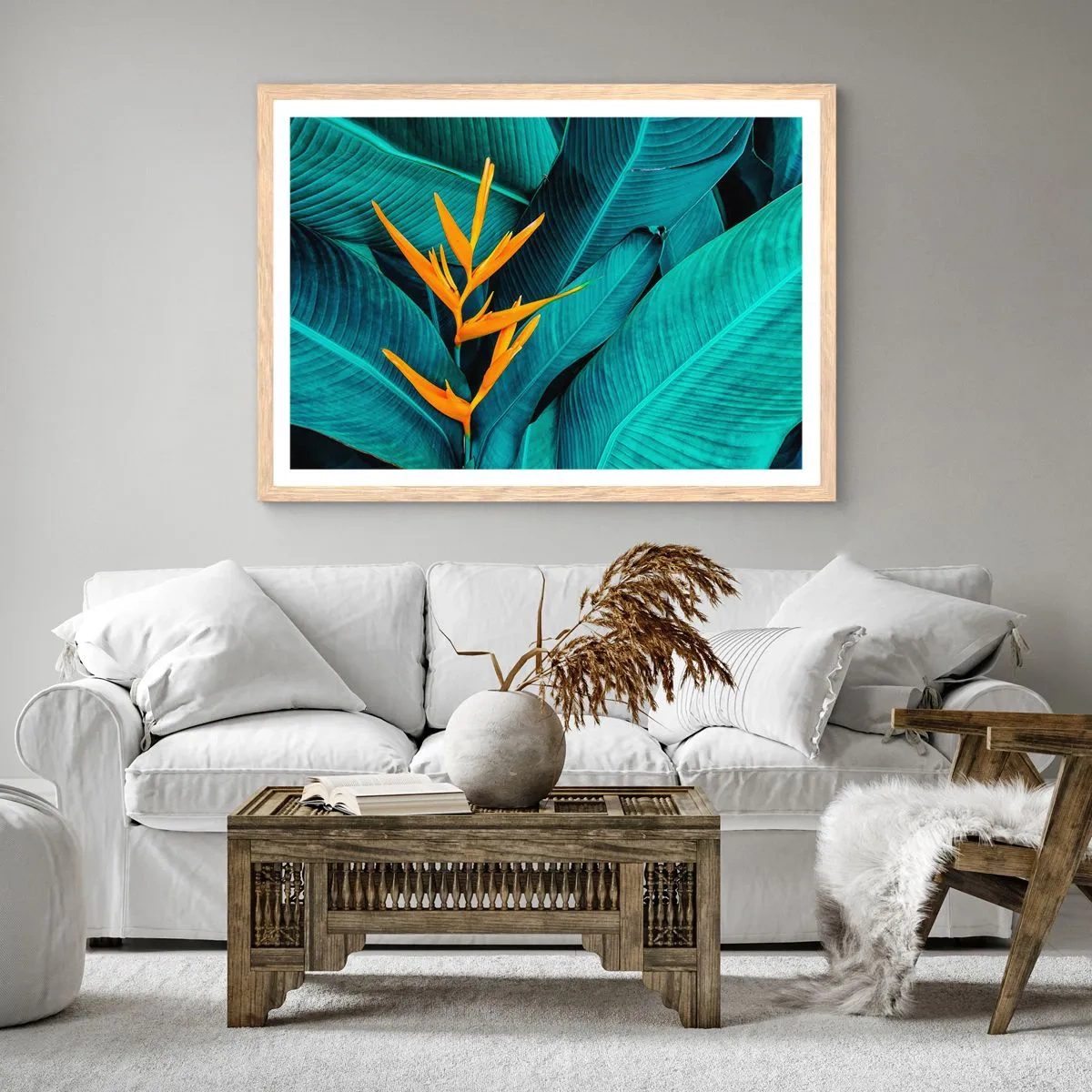 Poster în ramă de stejar deschis - Floarea Edenului - 70x50 cm