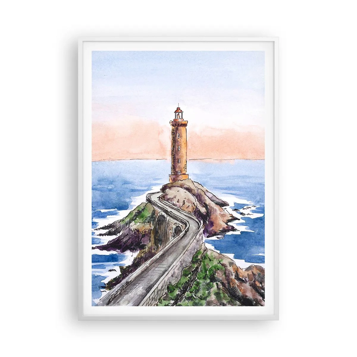 Poster în ramă albă - Cu fața la mare - 70x100 cm