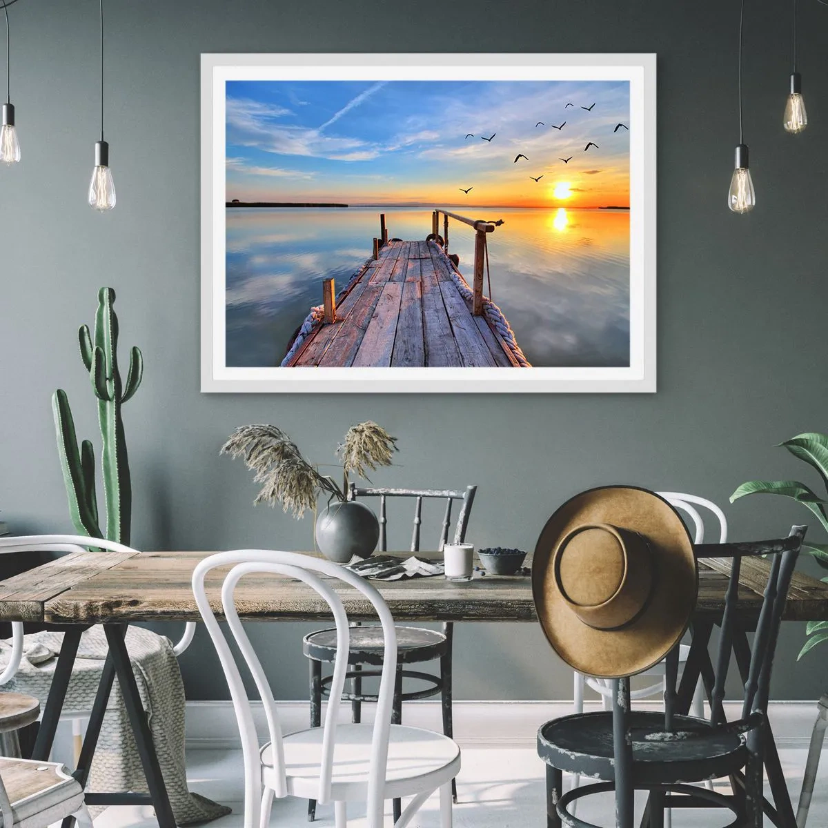 Poster în ramă albă - Mergând înainte spre soare - 91x61 cm