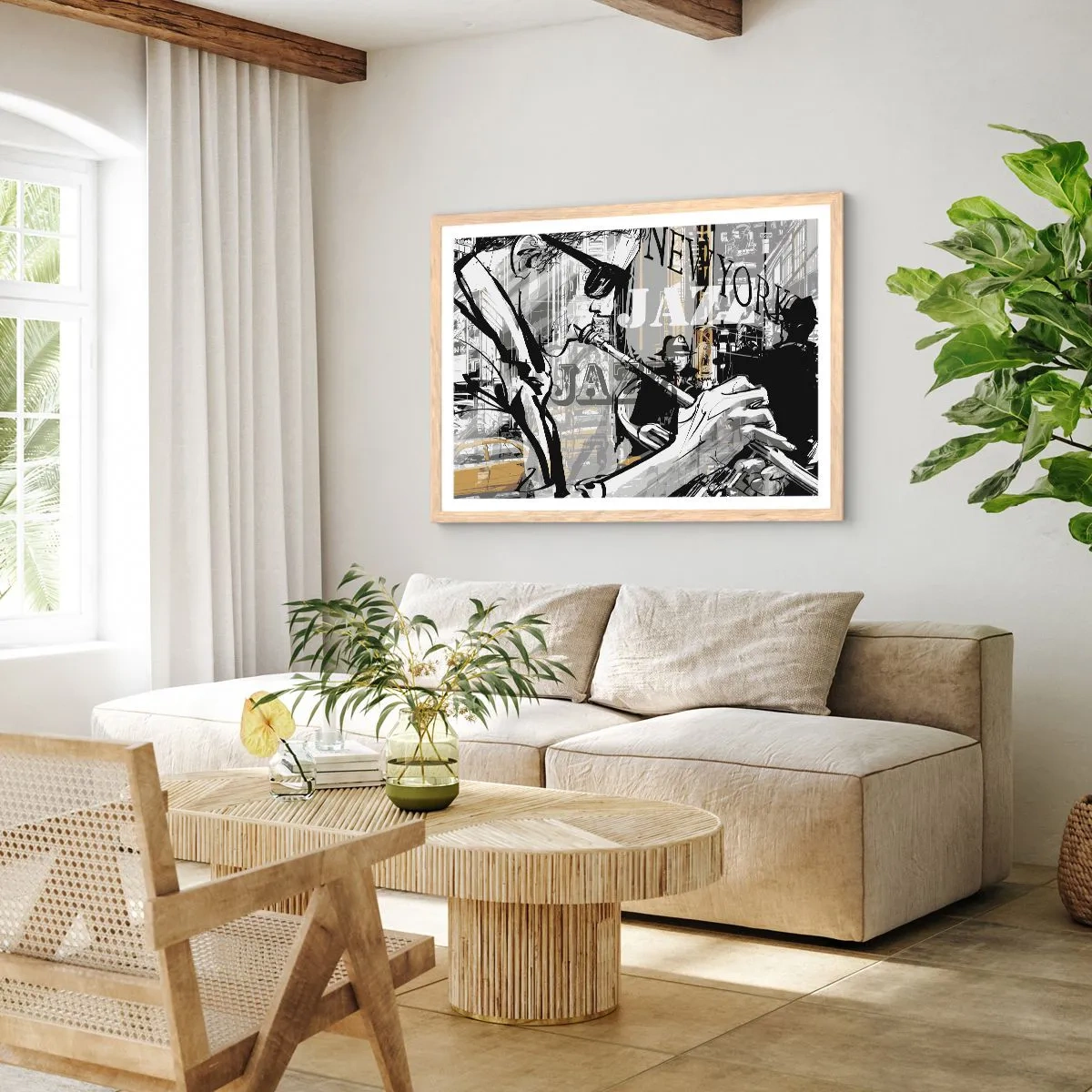 Poster în ramă de stejar deschis - În ritmul New York-ului - 100x70 cm