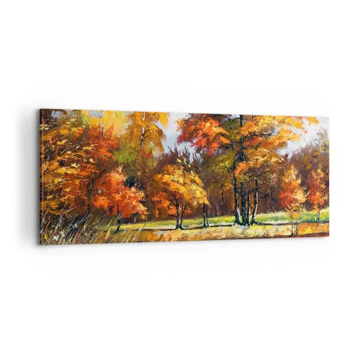 Tablou pe pânză - Peisaj în aur și bronz - 100x40 cm