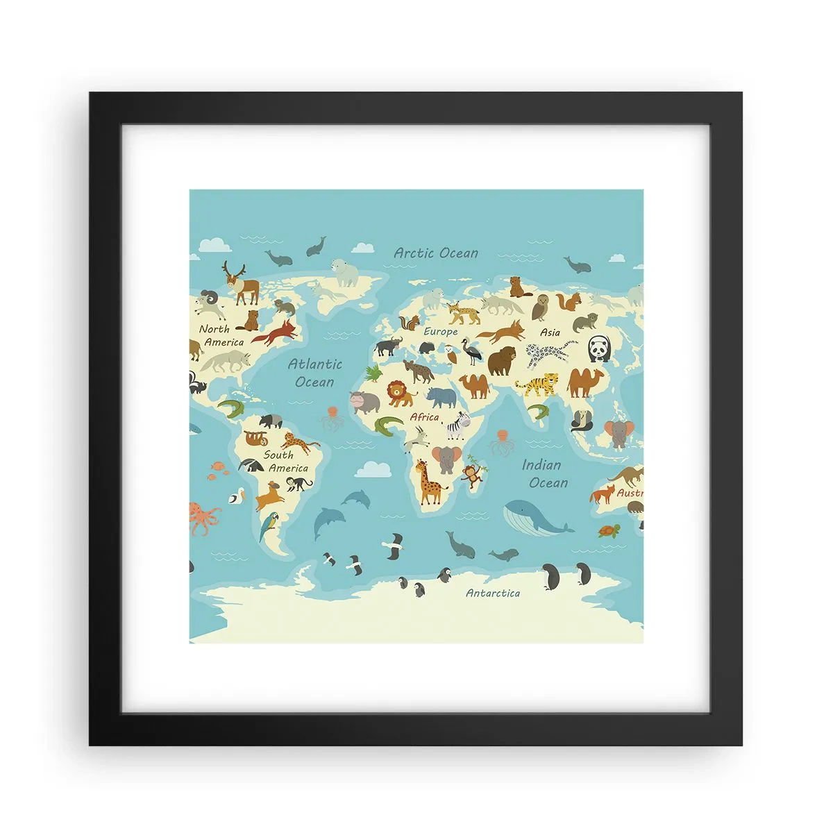 Poster în ramă neagră - Vecini buni - 30x30 cm