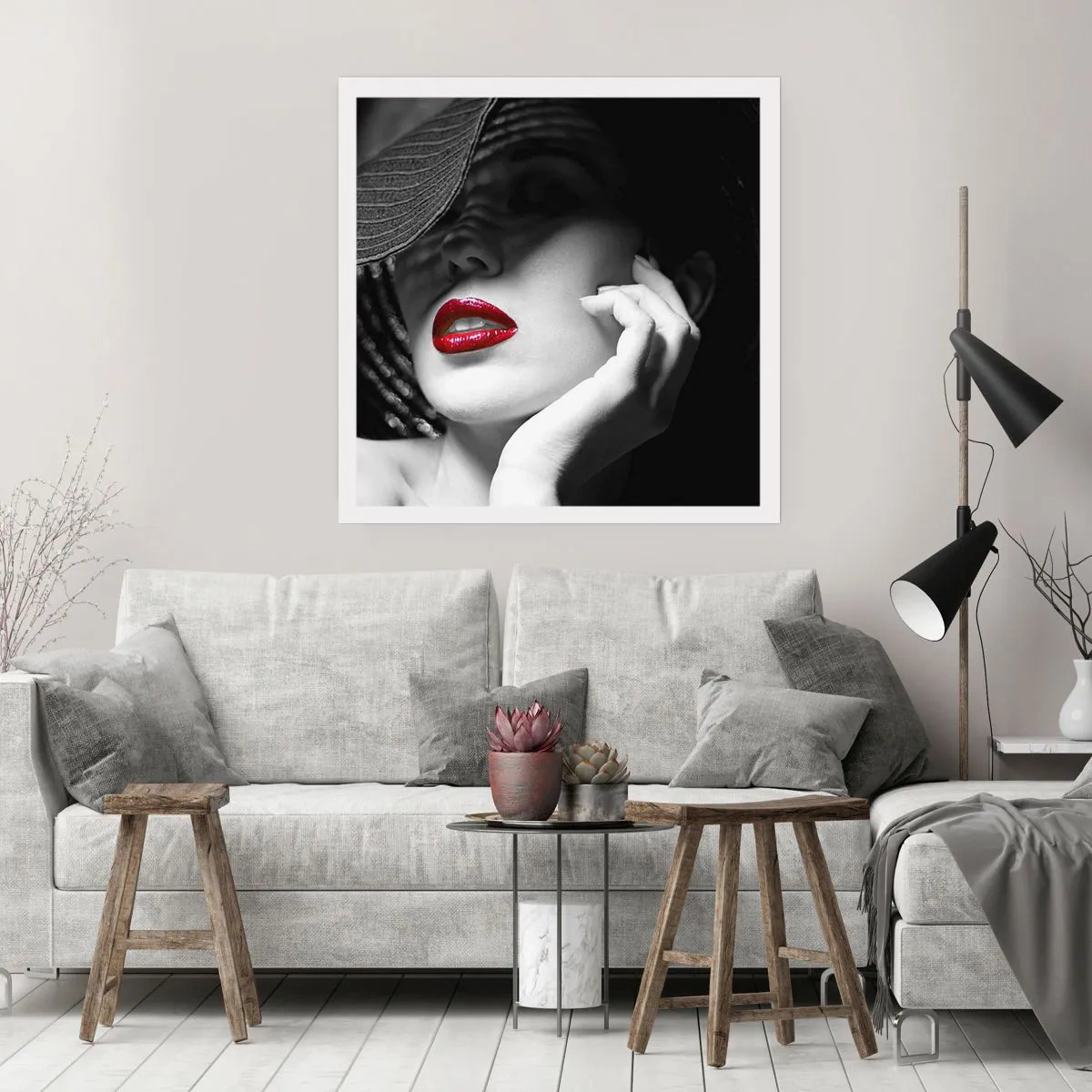 Poster - Studiu în stacojiu - 50x50 cm