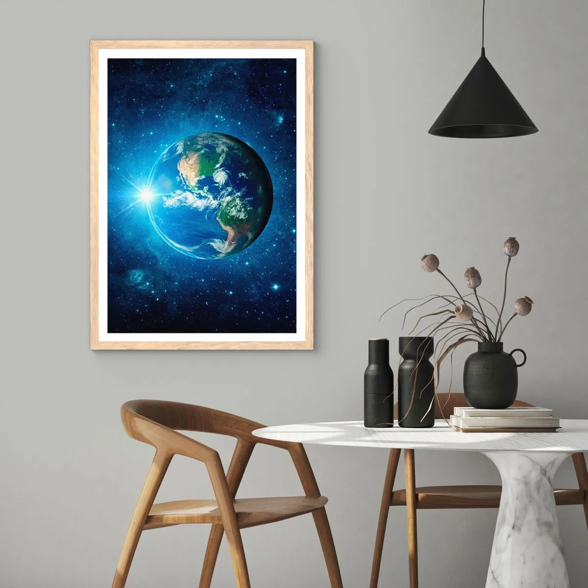 Poster în ramă de stejar deschis - Suntem în ceruri - 40x50 cm