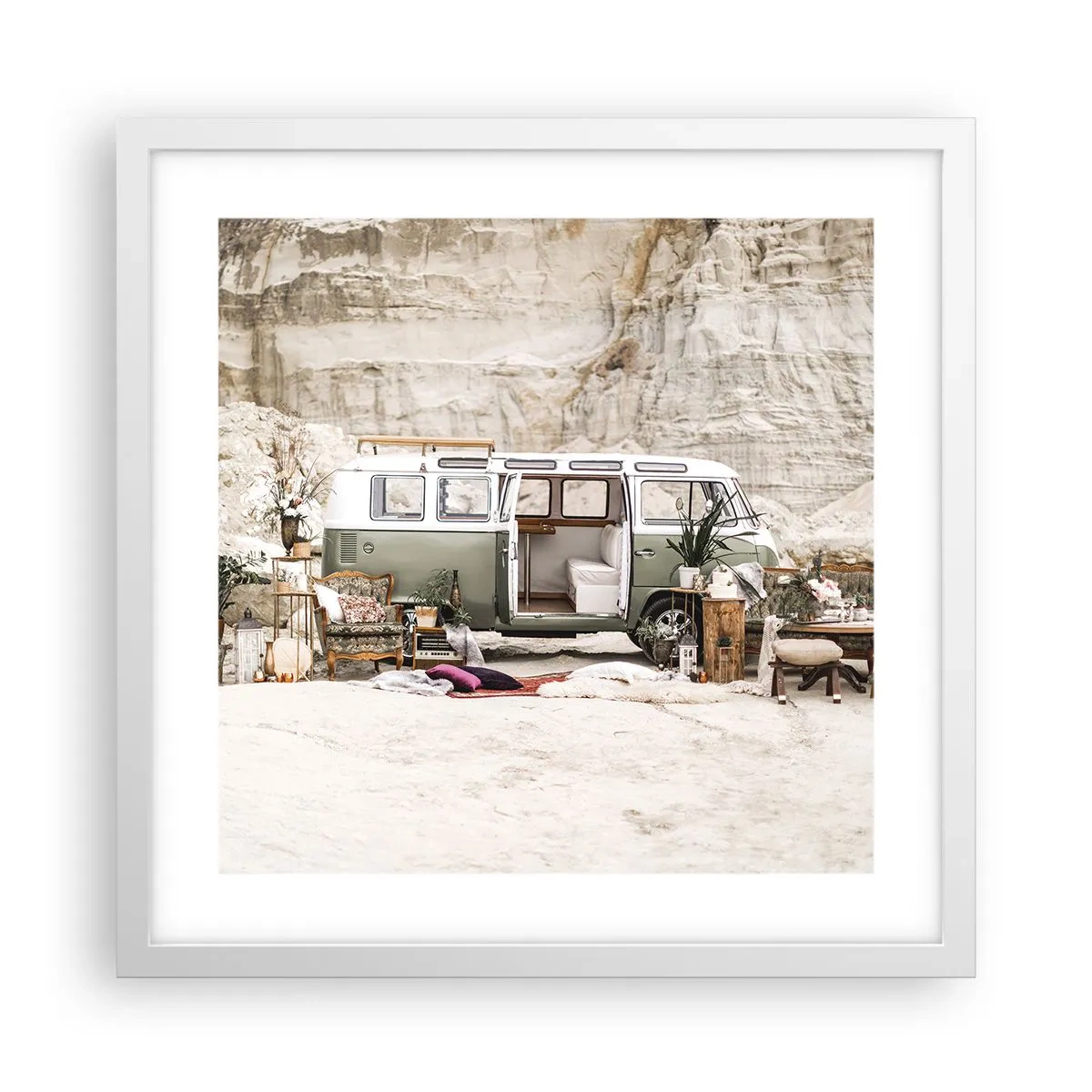 Poster în ramă albă - Să înceapă călătoria - 40x40 cm