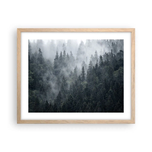 Poster în ramă de stejar deschis - Zori de pădure - 50x40 cm