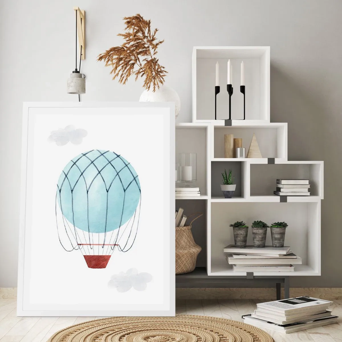 Poster în ramă albă - Complet în nori - 70x100 cm