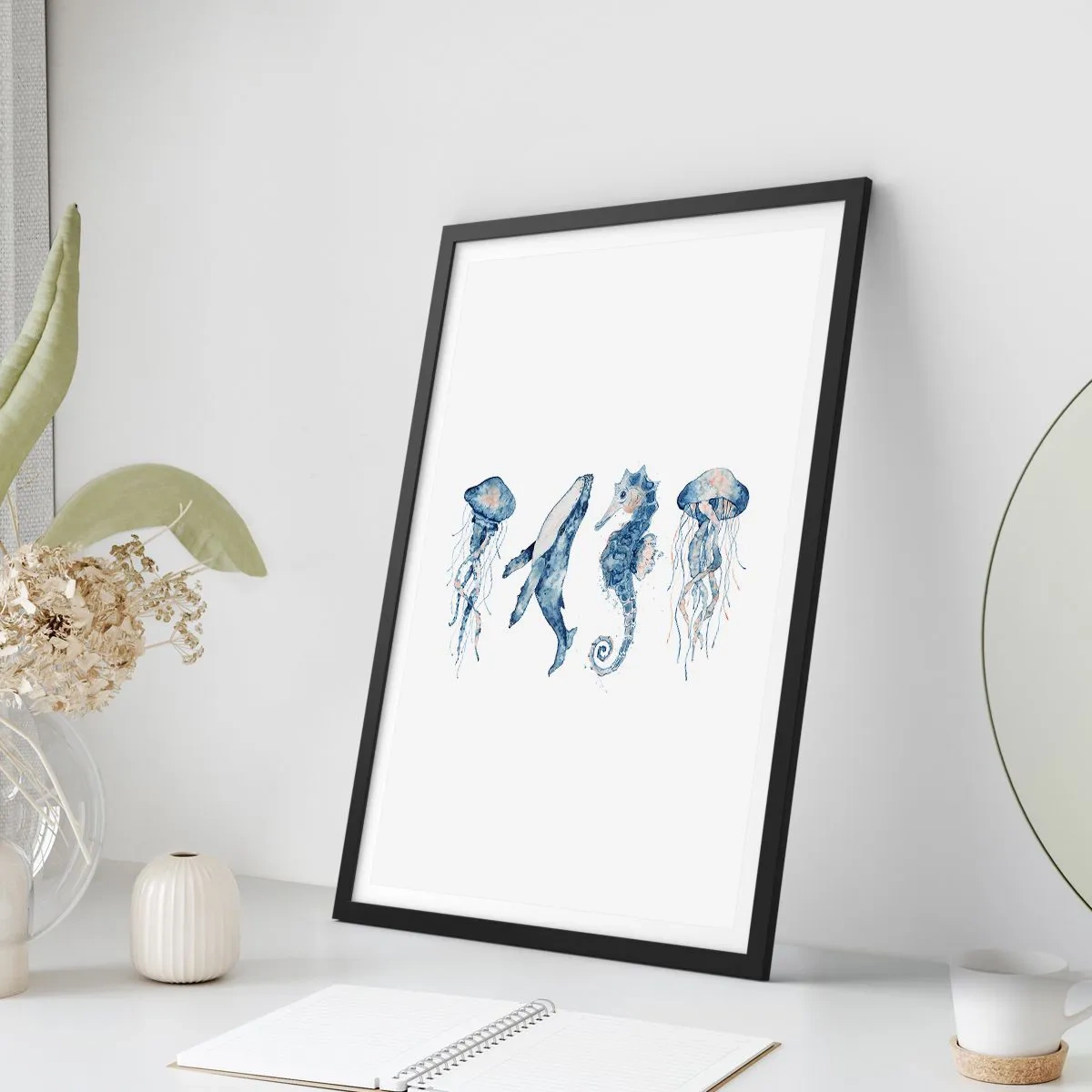 Poster în ramă neagră - Fauna marină sălbatică - 70x100 cm