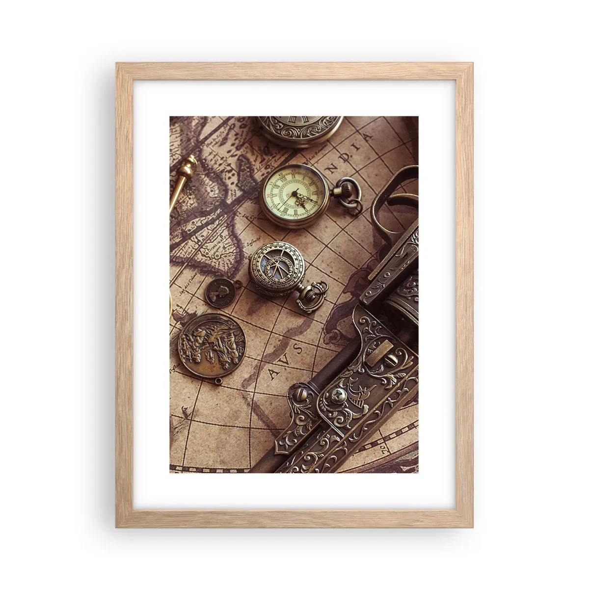 Poster în ramă de stejar deschis - Sugestii de aventură - 30x40 cm