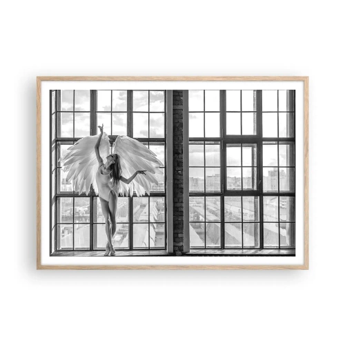 Poster în ramă de stejar deschis - Orașul îngerilor dansatori? - 100x70 cm