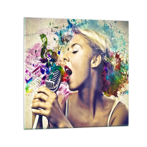 Tablou pe sticlă - Pictează lumea cu vocea ta - 50x50 cm