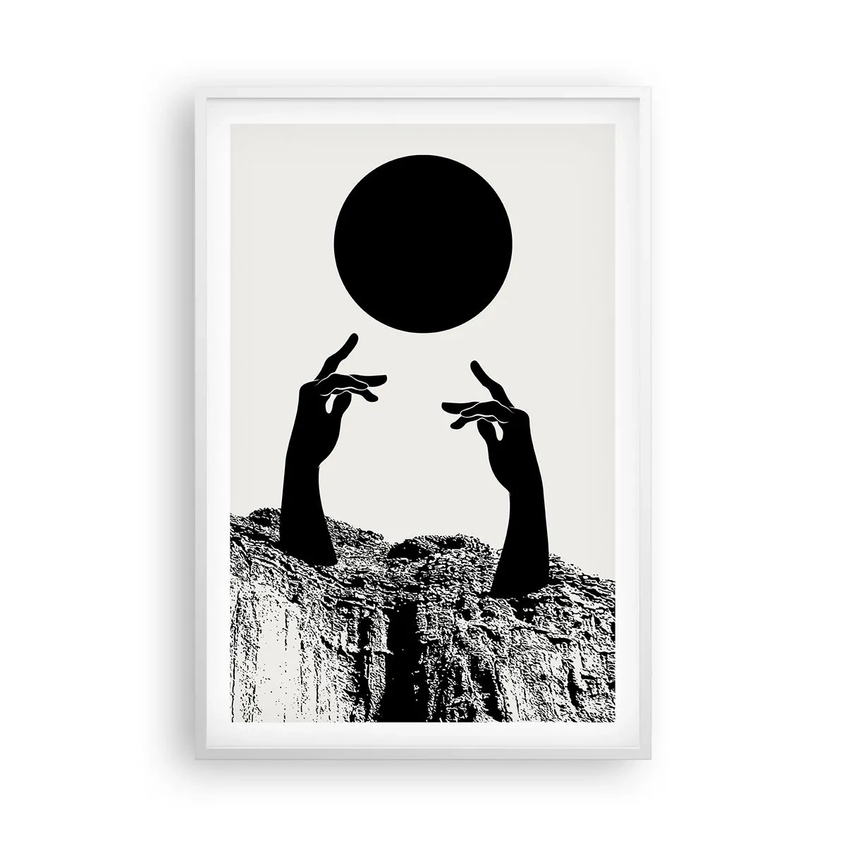 Poster în ramă albă - Compoziție suprarealistă: soarele și tot restul - 61x91 cm