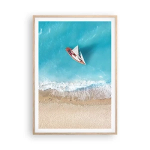 Poster în ramă de stejar deschis - La frontieră dintre albastru și auriu - 70x100 cm