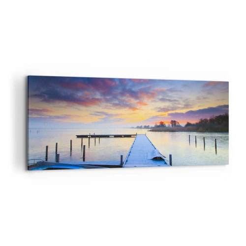 Tablou pe pânză - Seninătate mov-auriu - 120x50 cm