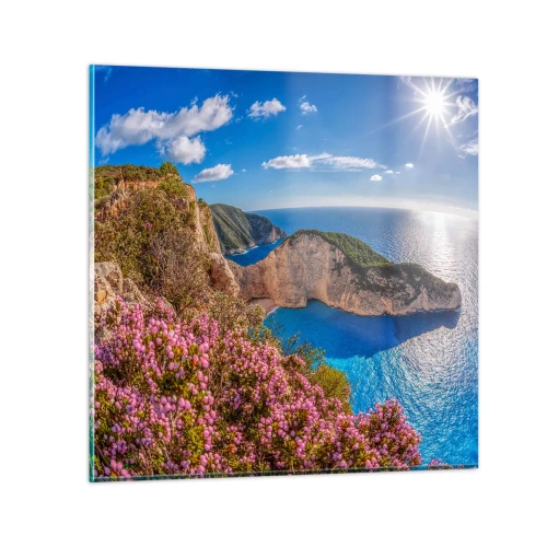 Tablou pe sticlă - Marea mea vacanță grecească - 30x30 cm