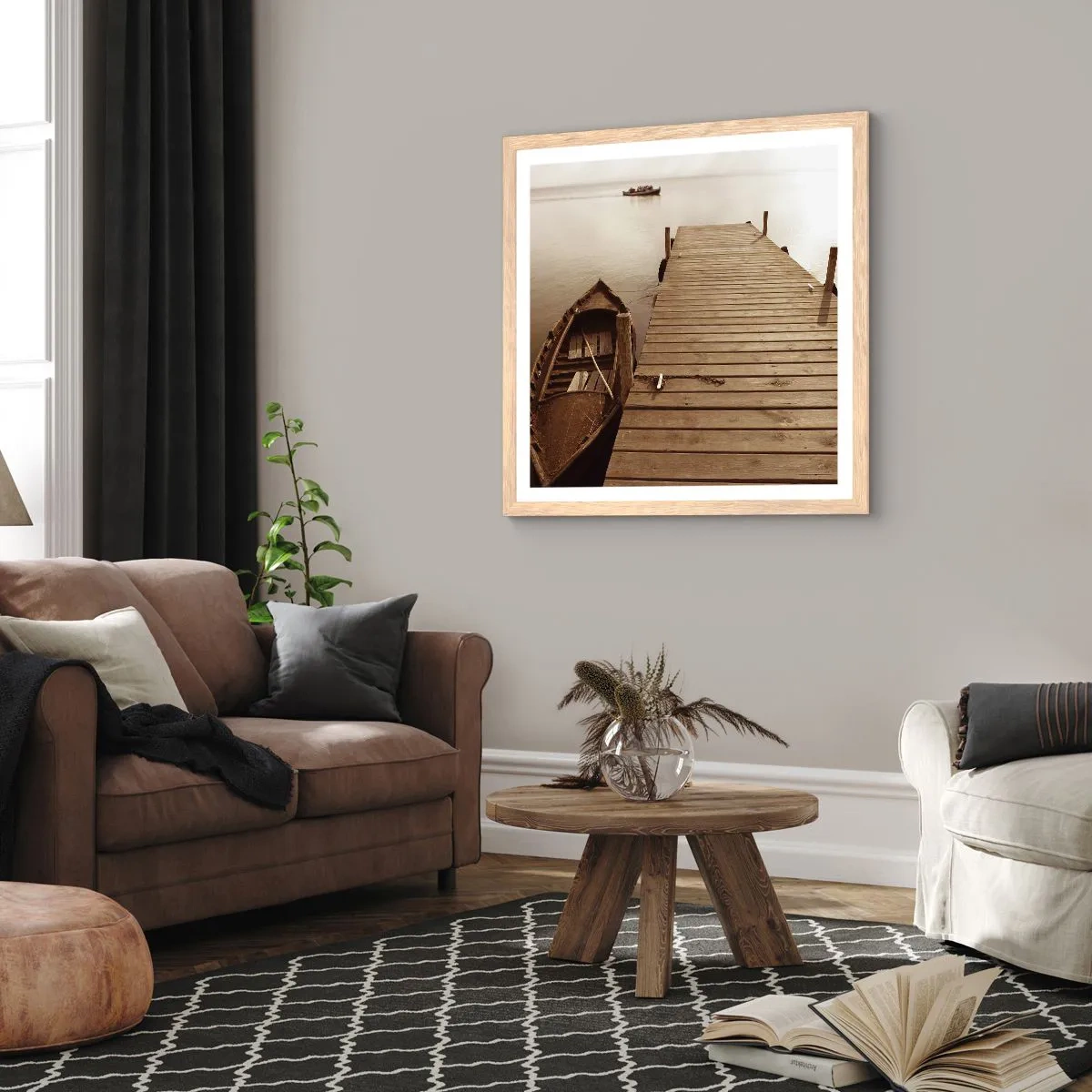 Poster în ramă de stejar deschis - Marea pace - 60x60 cm