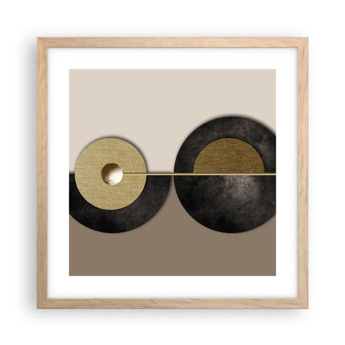 Poster în ramă de stejar deschis - Variații în jurul unui cerc - 40x40 cm