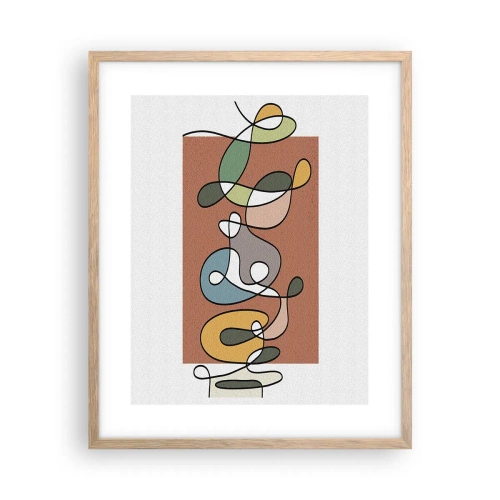 Poster în ramă de stejar deschis - Abstracție: un dans colorat - 40x50 cm