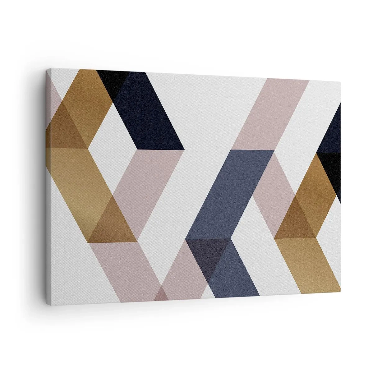 Tablou pe pânză Canvas - Modele geometrice în nuanțe de auriu și albastru marin - 70x50cm - Planuri și unghiuri - Decorațiune modernă pentru perete pentru living și dormitor ARTTOR