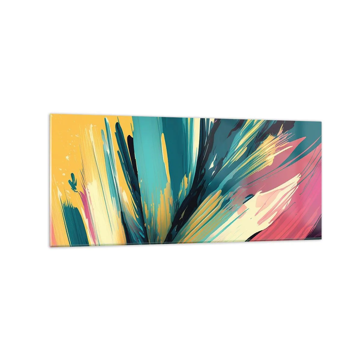 Tablou pe sticlă - Compoziția - o explozie de bucurie - 120x50 cm