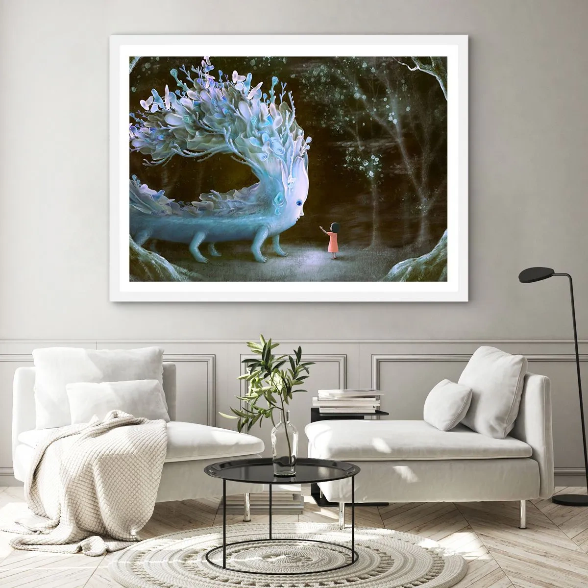 Poster în ramă albă - Întâlnire fantastică - 91x61 cm