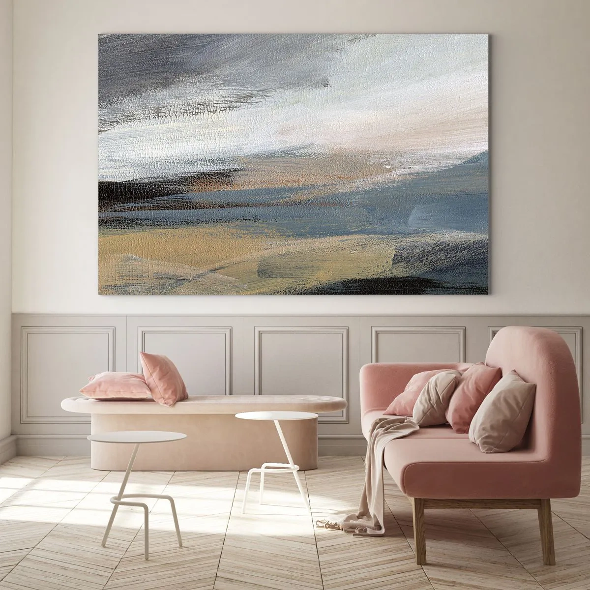 Tablou pe sticlă - Abstracție: peisaj nordic - 70x50 cm