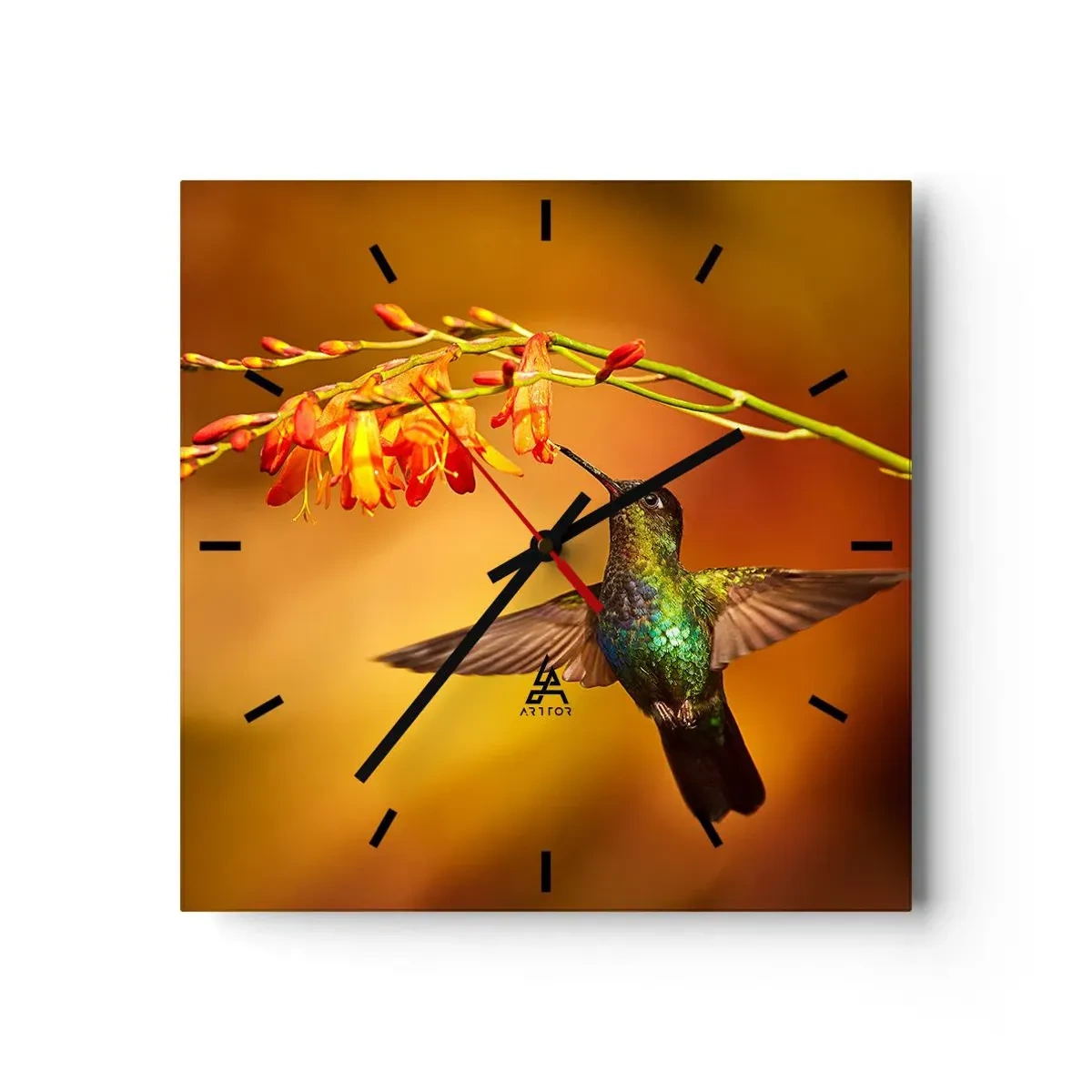 Ceas de perete - Ceas pe sticlă - Mesagerul mayaș al luminii - 40x40 cm