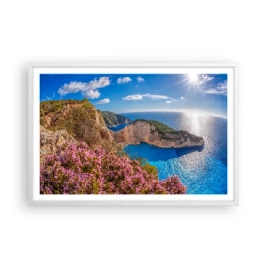 Poster în ramă albă - Marea mea vacanță grecească - 91x61 cm
