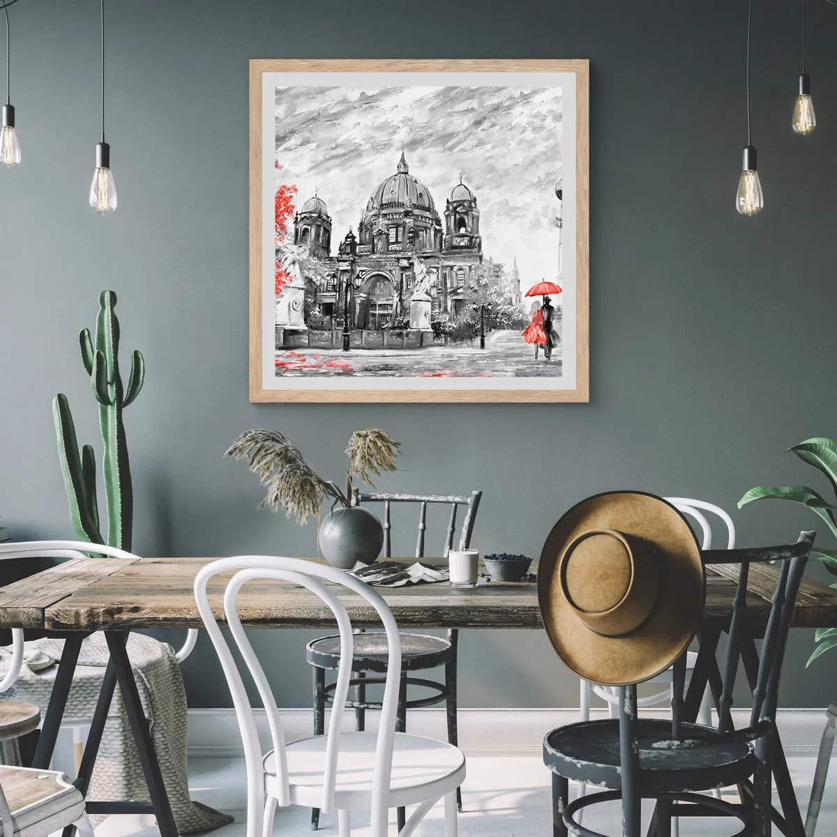 Poster în ramă de stejar deschis - Reuniune în Berlin - 50x50 cm