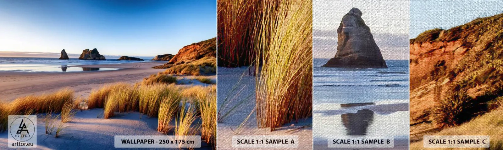 Mostră tapet Premium Canvas - Pentru cei care caută pacea - Dunele, plajă, Natură - 100x30 cm