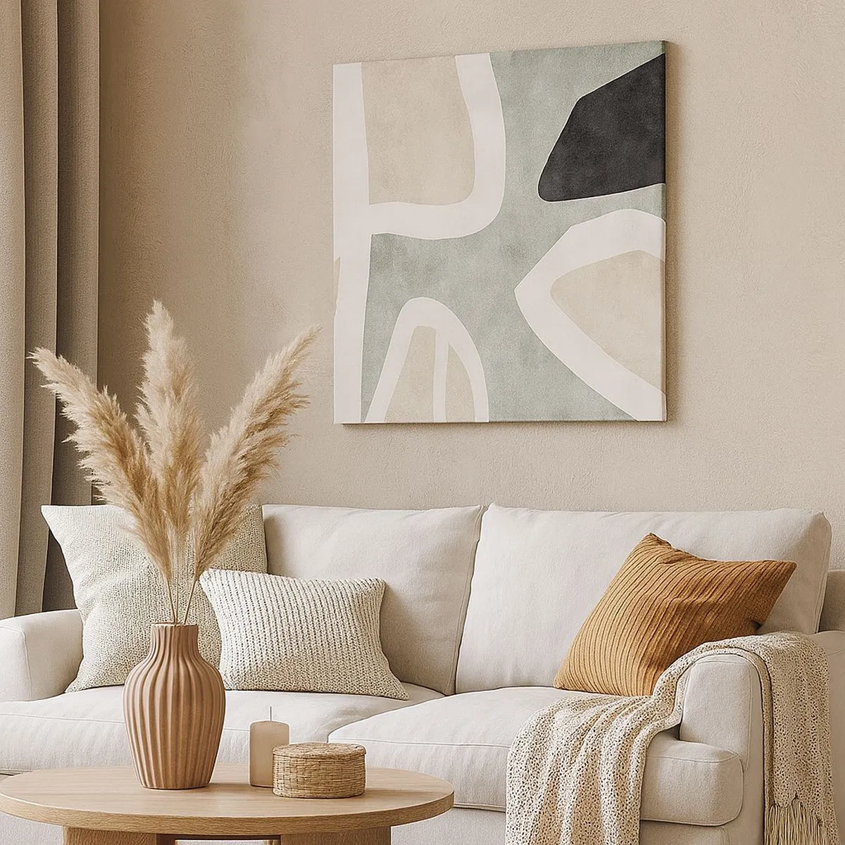 Tablou pe pânză - Compoziție cu motiv negru - 30x30 cm