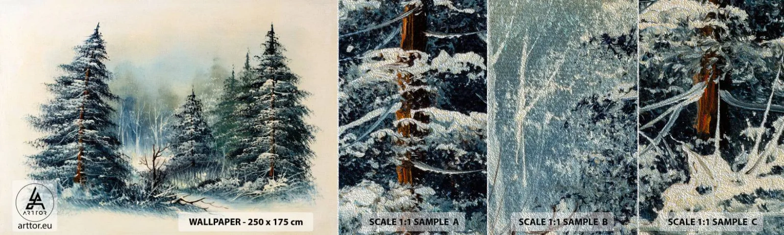 Mostră tapet Premium Sand - Gata pentru Crăciun - Peisaj, pădure, Natură - 100x30 cm