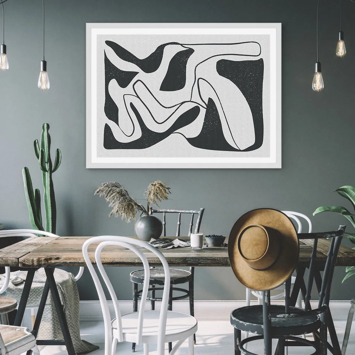 Poster în ramă albă - Distracție abstractă în labirint - 40x30 cm