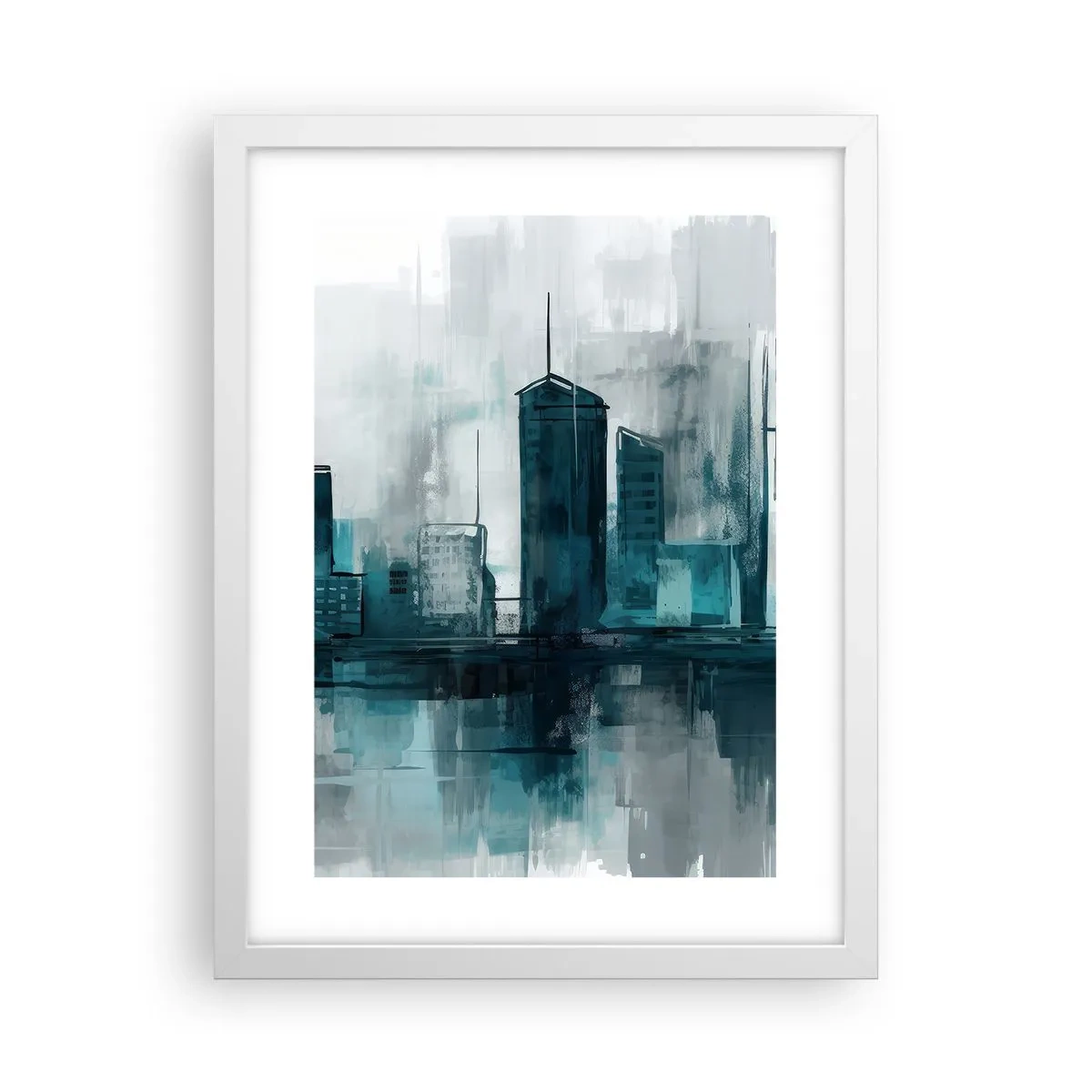 Poster în ramă albă - Un oraș de culoarea ploii - 30x40 cm