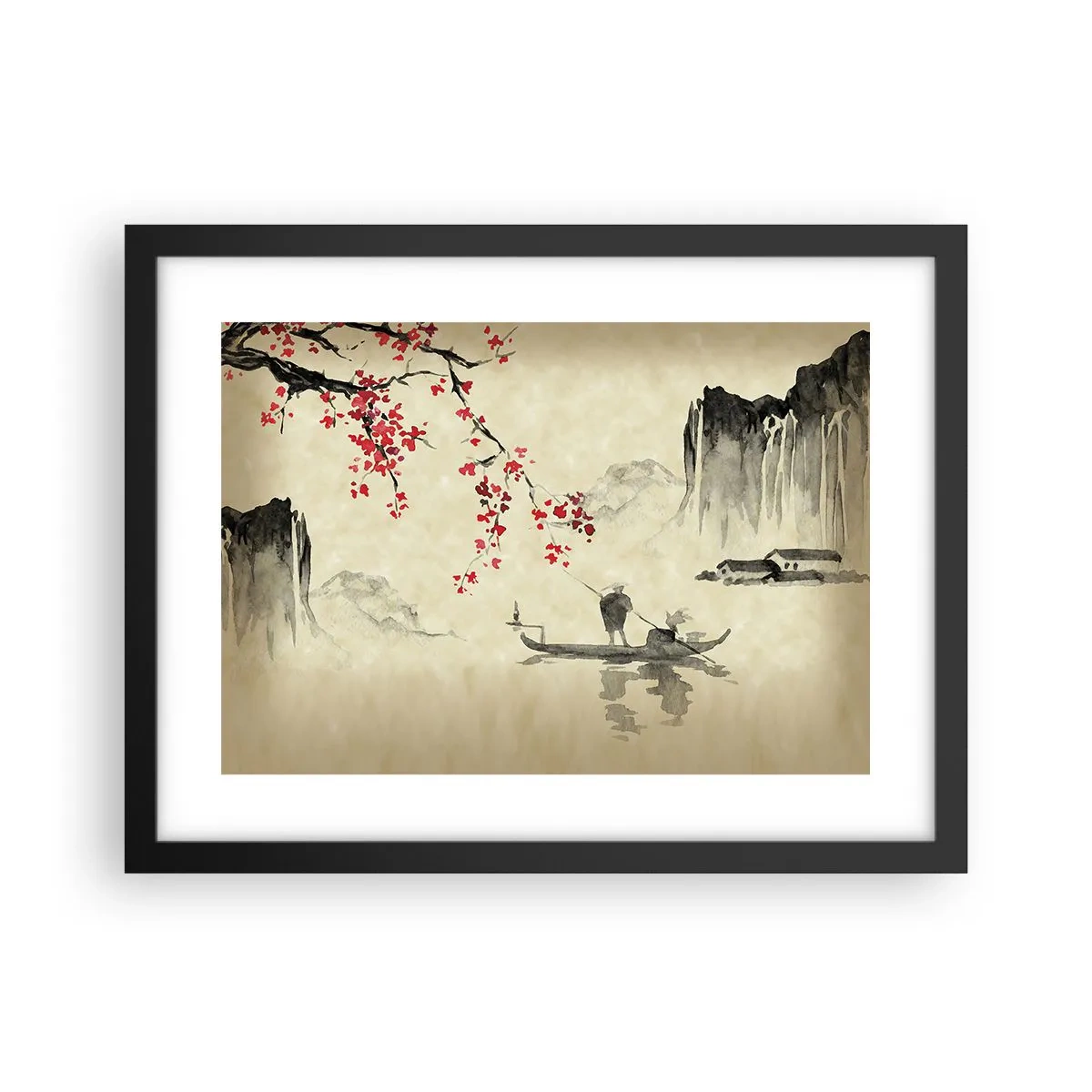 Poster în ramă neagră - În țara florilor de cireș - 40x30 cm
