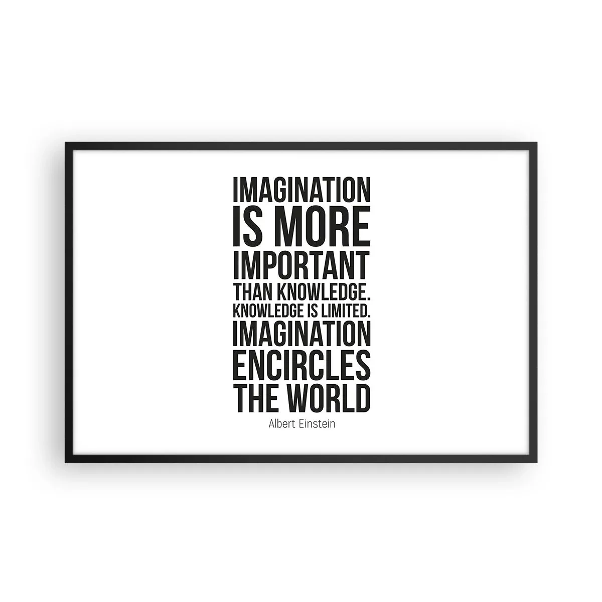 Poster în ramă neagră - Einstein despre puterea imaginației - 91x61 cm
