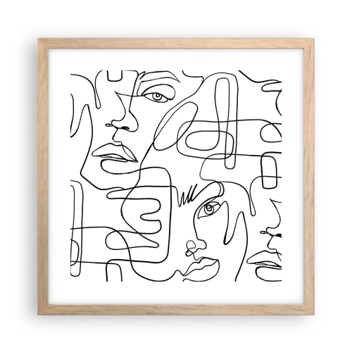 Poster în ramă de stejar deschis - Într-o încurcătură de emoții - 40x40 cm