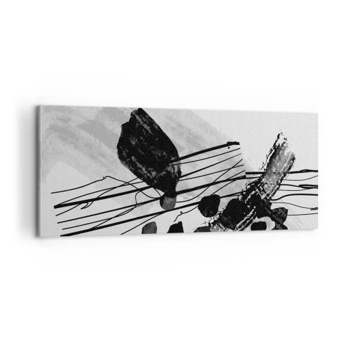 Tablou pe pânză - Abstracție organică în negru și alb - 100x40 cm