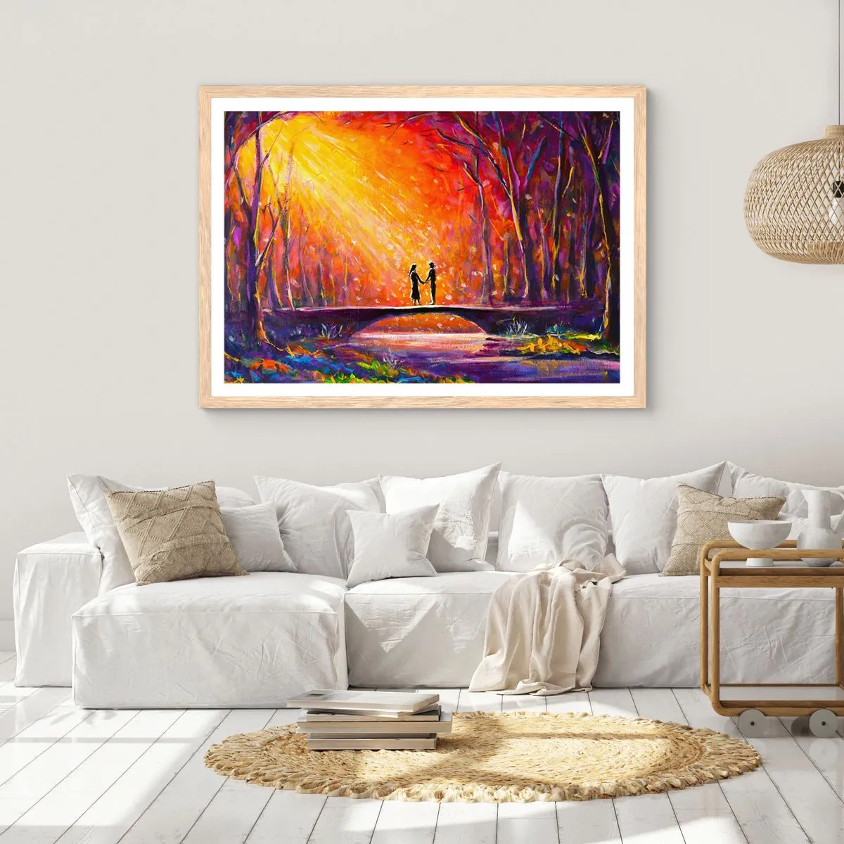 Poster în ramă de stejar deschis - Și cerul îi iubește - 91x61 cm