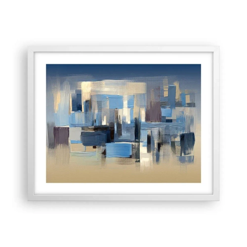 Poster în ramă albă - Construcție albastră - 50x40 cm