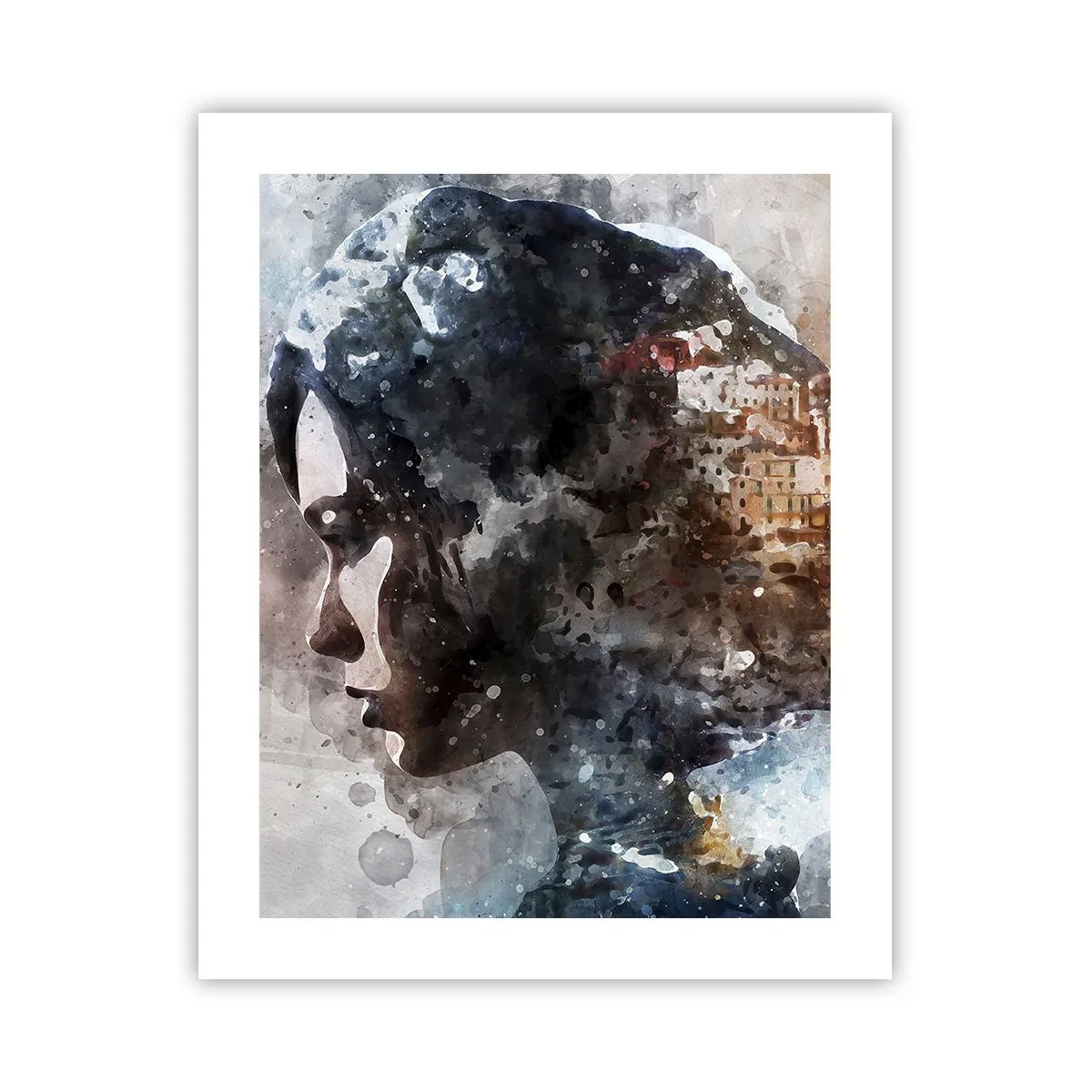 Poster - Povestea unei fete cu un oraș în fundal - 40x50 cm