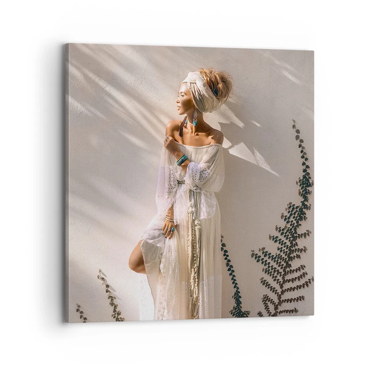 Tablou pe pânză - Soarele și fata - 70x70 cm