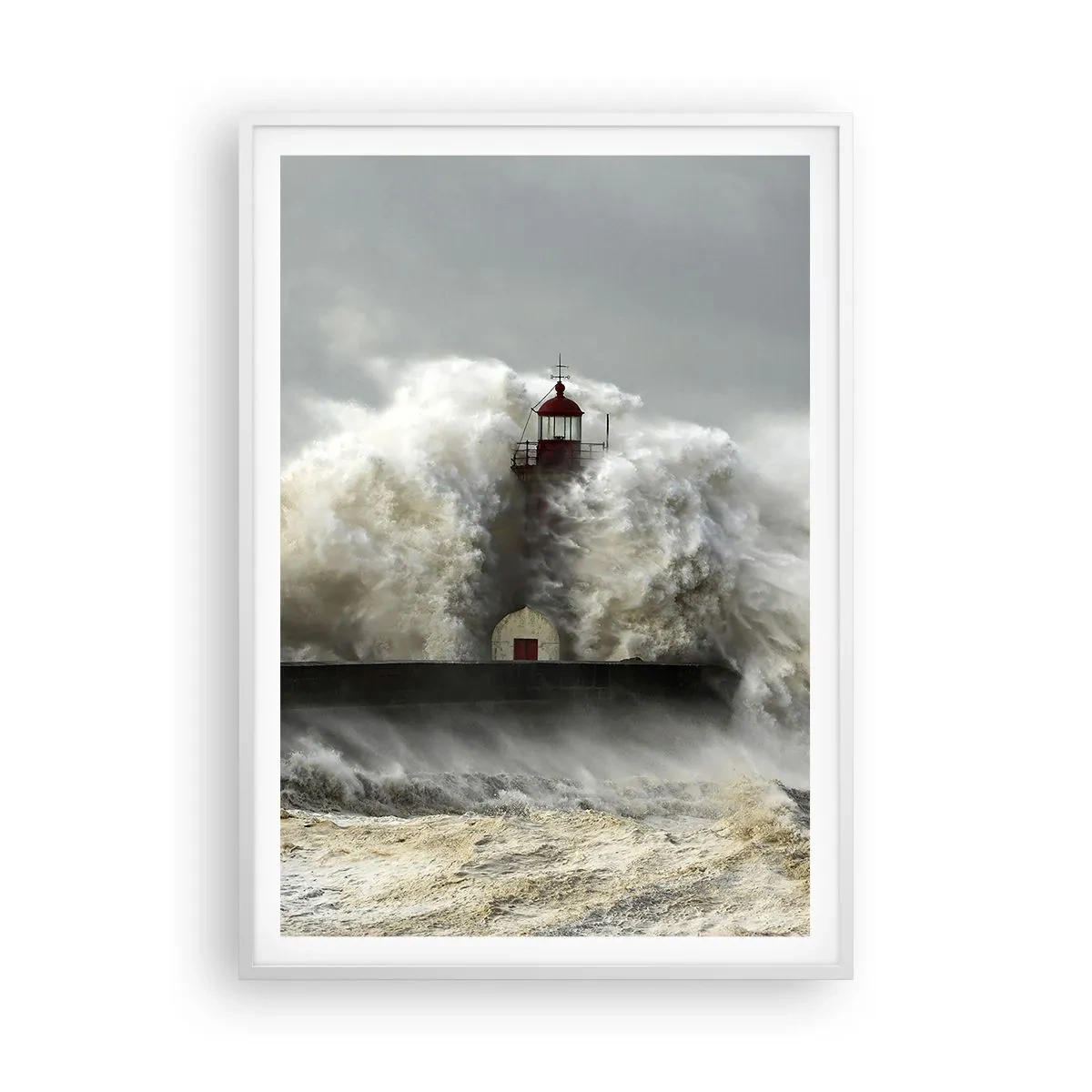 Poster în ramă albă - Mânia oceanului - 70x100 cm