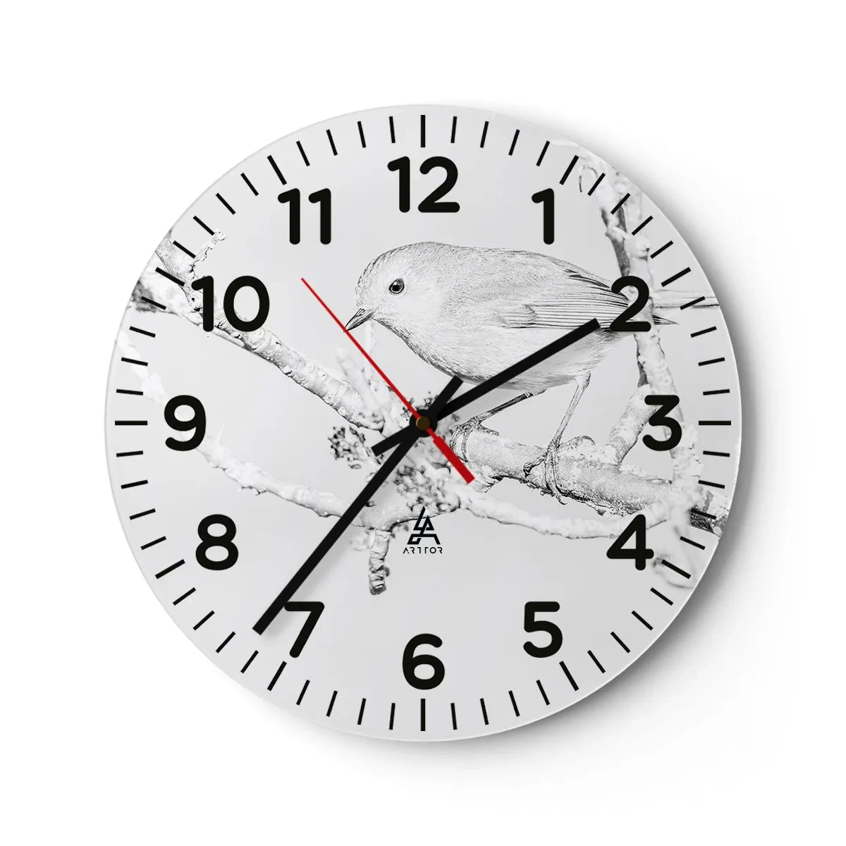 Ceas de perete - Ceas pe sticlă - Dimineață de iarnă - 40x40 cm