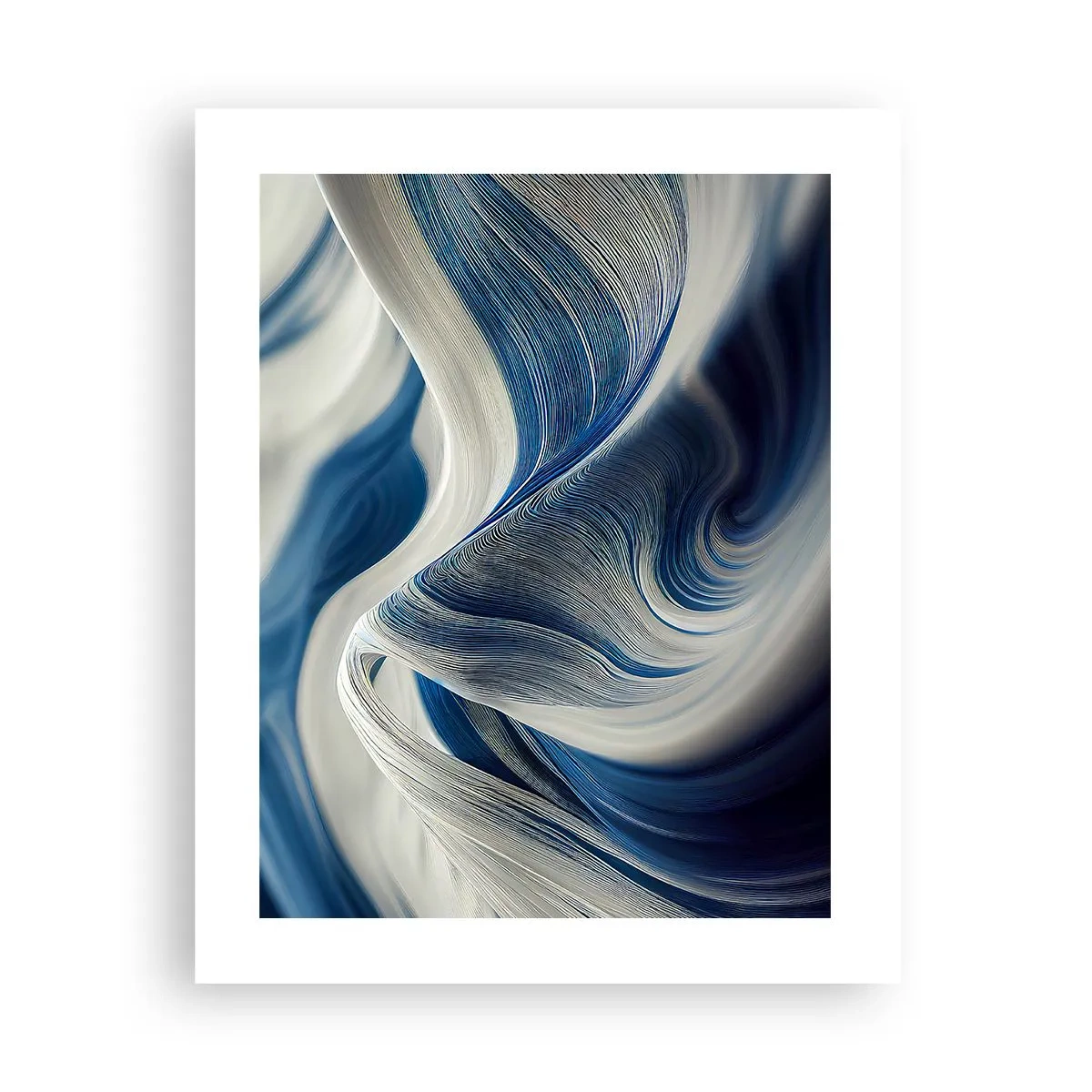 Poster - Fluiditate de albastru și alb - 40x50 cm